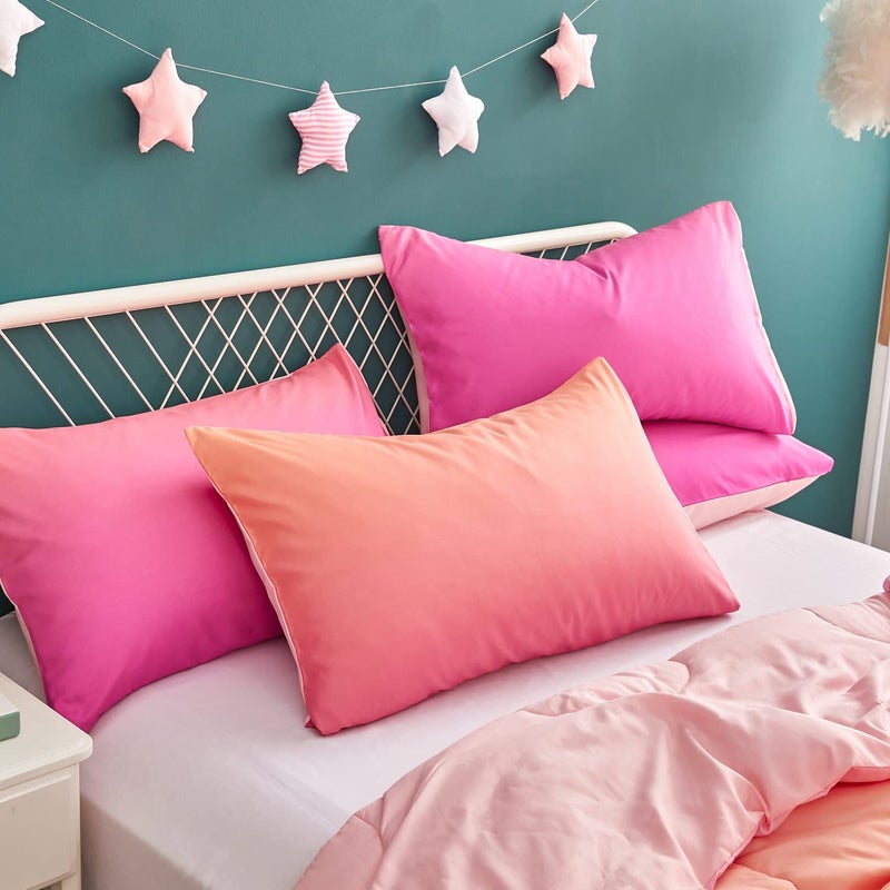 Yogeneg Rainbow Kids Comforter Sets Twin Size for Teen Girl Women  Pink Orange Ombre Comforter with Pillowcase Ultra Soft Microfiber 2 Piece Bedding Set All Season (Rainbow D  Twin) - Image 4